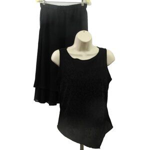 Thaleia Sodi Black Beaded Sleeveless Top & Tani Skirt Med/7 Evening Wear 2PC Set